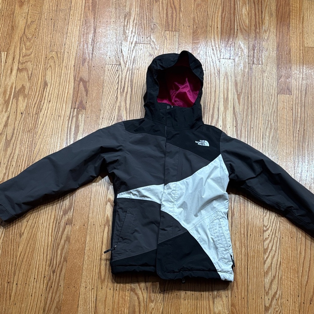 The North Face Tri-Color Hooded winter coat